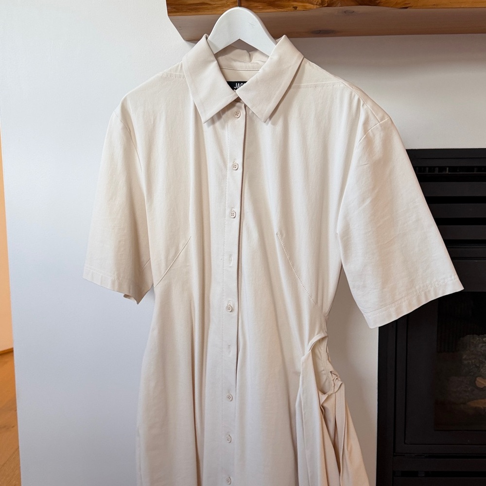 JACQUEMUS | La Robe Camisa Draped Shirt Dress - Picture 4 of 8